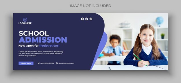 School admission social media web banner facebook cover photo design template