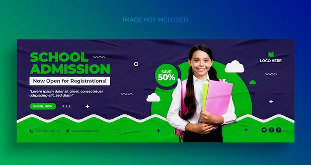 School admission social media web banner flyer and Facebook cover photo design template