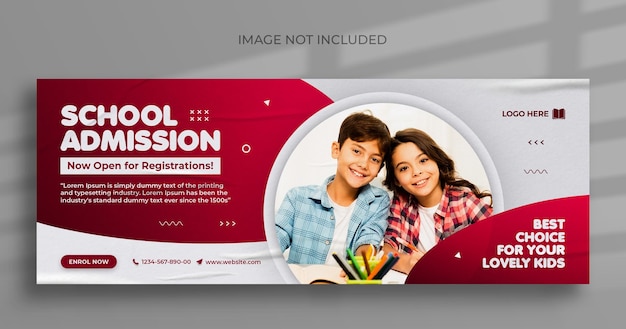 School admission social media web banner flyer and Facebook cover photo design template