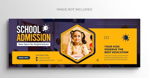 School admission social media web banner flyer and facebook cover photo design template