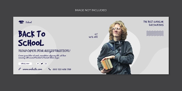 PSD school admission social media web banner flyer and facebook cover photo design template