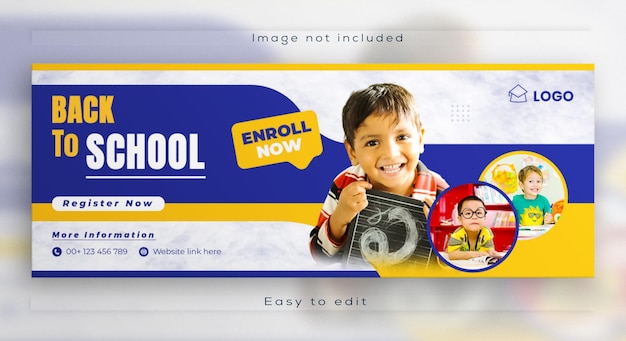 School admission web banner facebook timeline social media cover design template