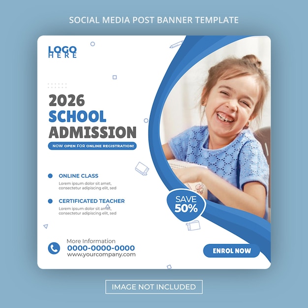 School banner admission academy education social media post premium psd Premium Psd