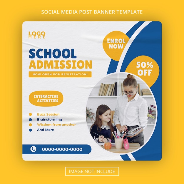 School Banner Admission social media post learning academy Banner Premium Psd