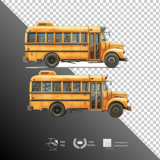 PSD school bus isolated on transparent background