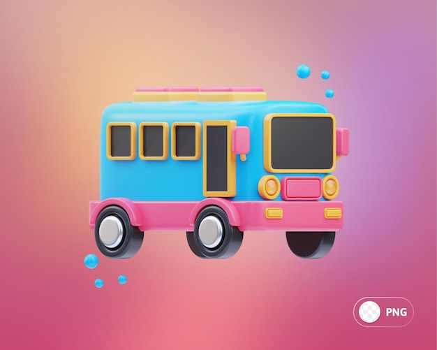 School Bus School Tools 3D Illustration