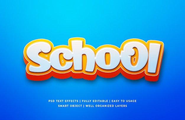 School Cartoon 3d Text Effect