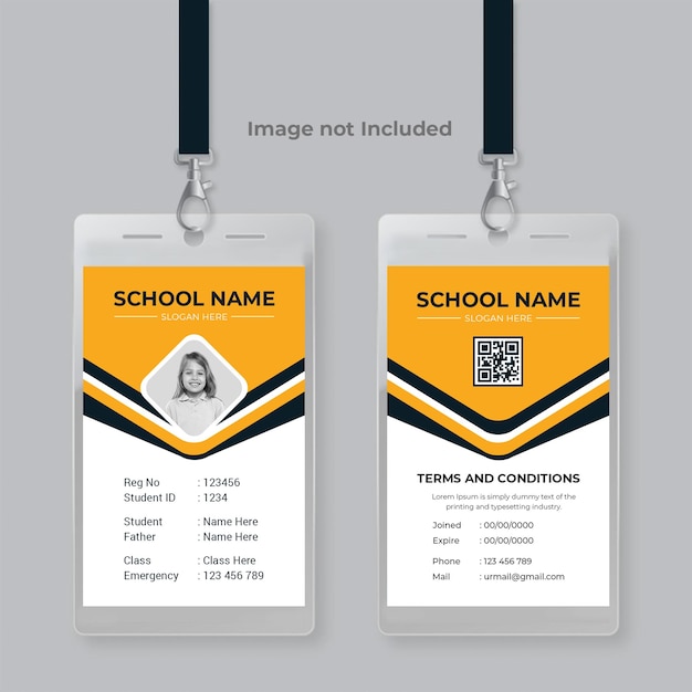 School college id card design psd template