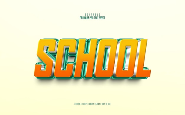 School editable premium 3d psd text effect