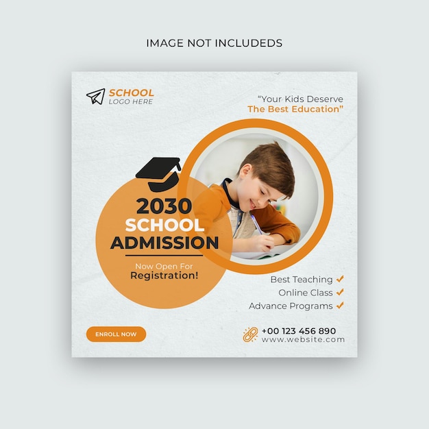 PSD school education admission social media post and web banner design template psd