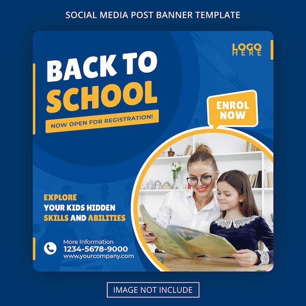 School education admission social media post & web banner Premium Psd