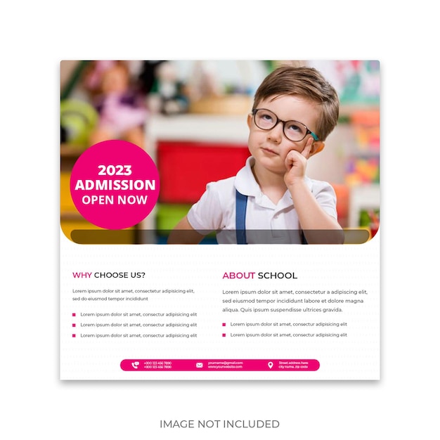 School education admission social media poster template and back to school web banner template