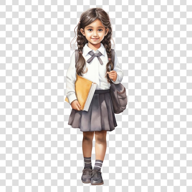 PSD schoolgirl holding books smiling