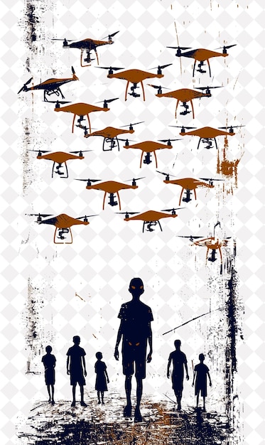 PSD schools drone club causing a drone invasion students carryin flat illustration background design