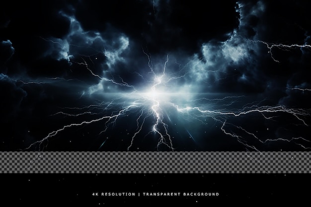 Sci Fi space thunder lighting strike on transparent background