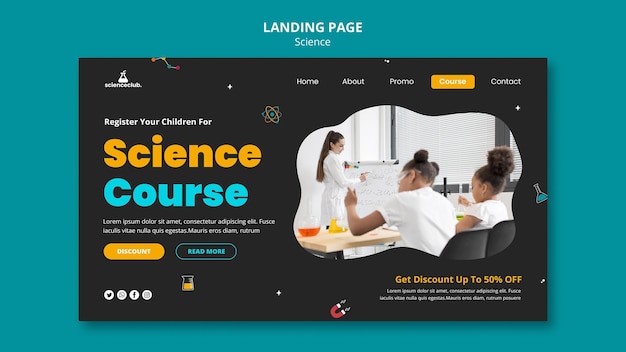 Science course landing page template