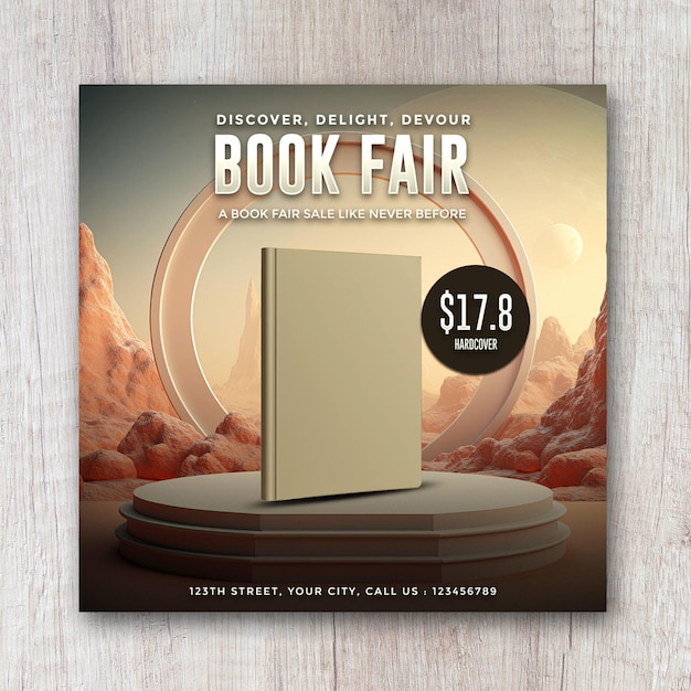 PSD science fiction book fair mock up flyer