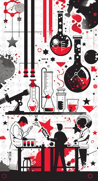 Science Scene With a Laboratory and Researchers Scientific S Flat Illustration Poster Design