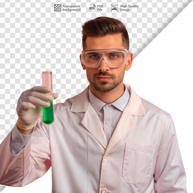 Scientist Holding Test Tube With Green Liquid in Laboratory