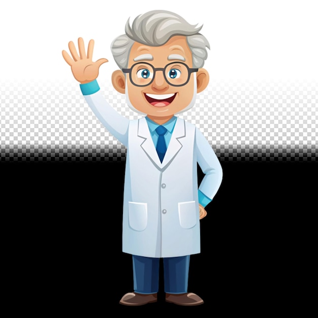 scientist waving hand vectorstyle