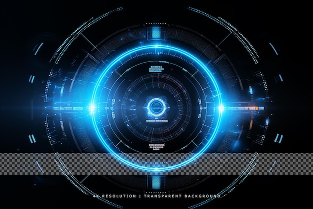 PSD scifi futuristic glowing hud rounds on transparent background