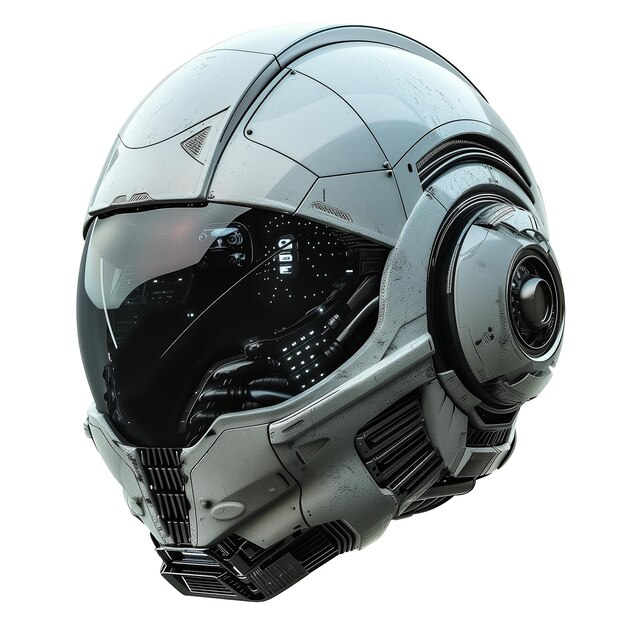 Scifi futuristic helmet isolated on transparent or white background