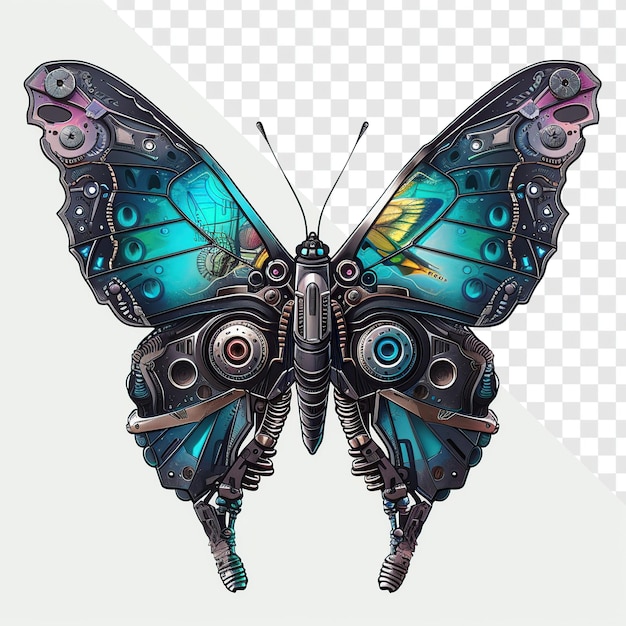 SciFi Styled Butterfly Illustration on Transparent Background