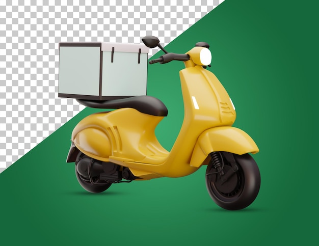 A scooter with a box on the back