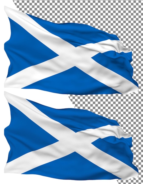 Scotland flag wave isolated plain bump texture transparent background 3d rendering