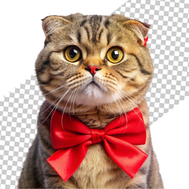 Scottish kitten with bow tie on a white background isolated