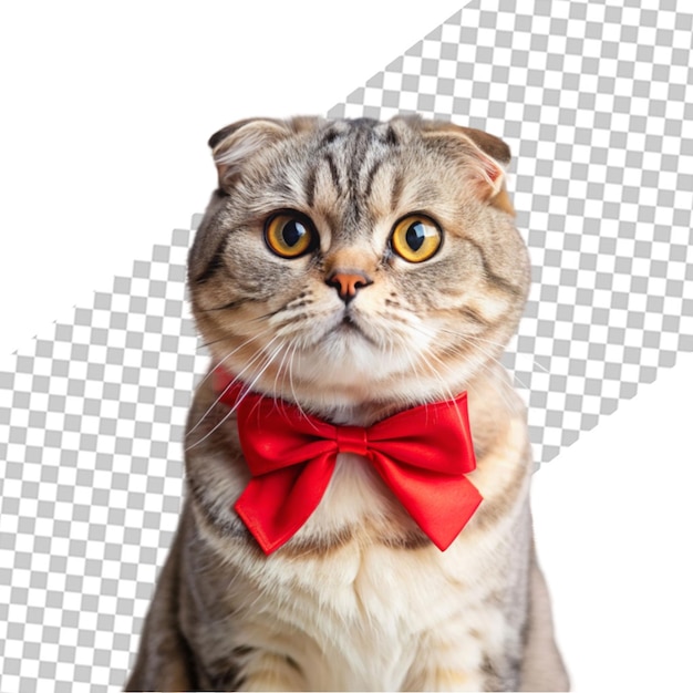 Scottish kitten with bow tie on a white background isolated