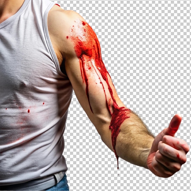 PSD scratch with blood running down the man arm png