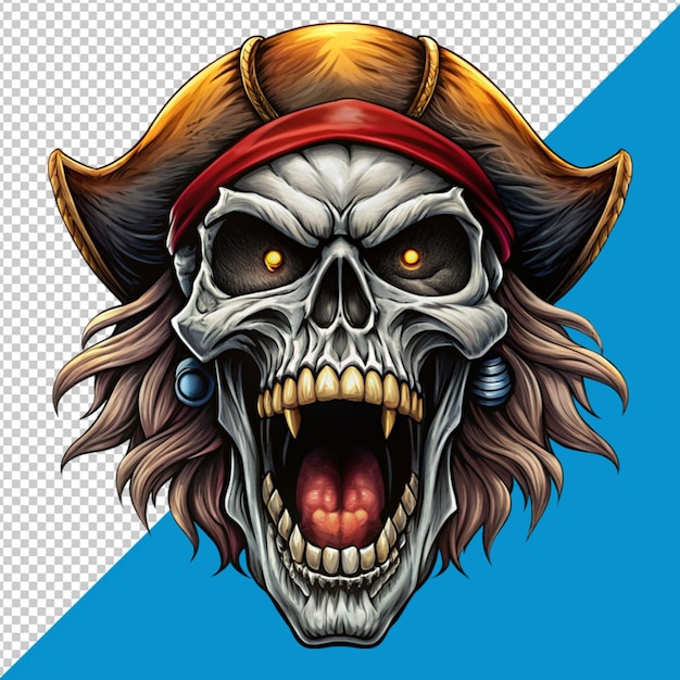 PSD screaming pirate skull on transparent background