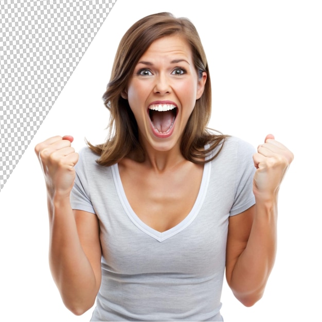 PSD screaming very excited passionate satisfied isolated on transparent background