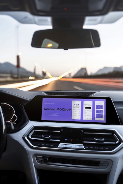 PSD screen mockup inside a car