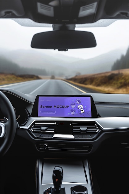 PSD screen mockup inside a car