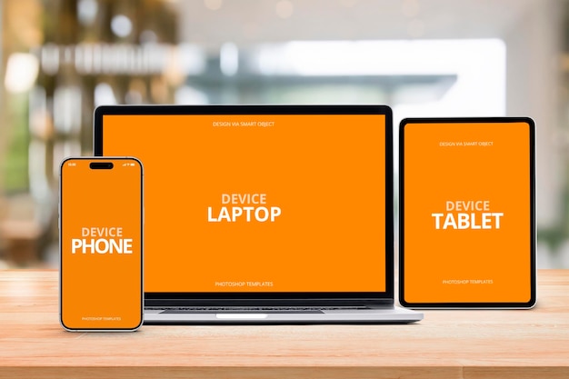 PSD screen multiple device mockup editable psd template