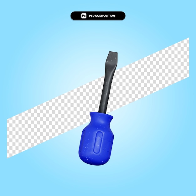 Screw driver 3d render illustration isolated