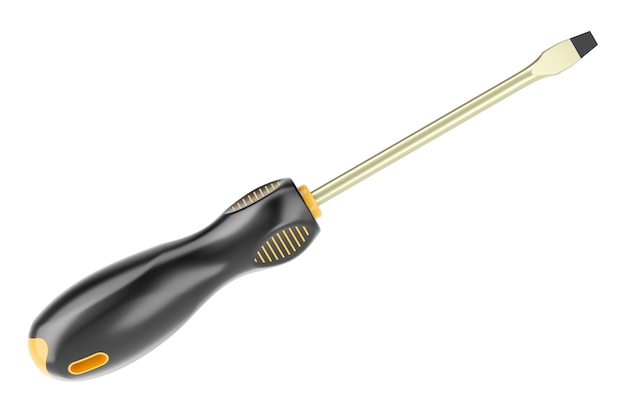 Screwdriver closeup 3D rendering isolated on transparent background