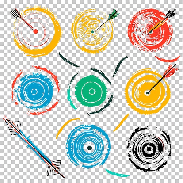 PSD scribbled arrow and circles isolated on transparent background