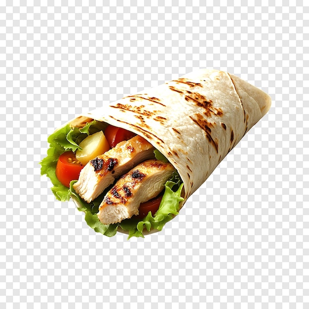 Scrumptious tortilla wrap filled with juicy chicken and fresh crisp vegetables