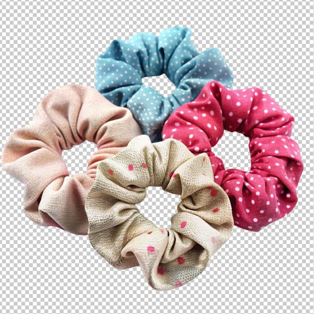 scrunchies on transparent and white background