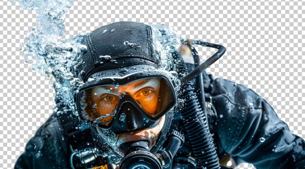 Scuba diver underwater isolated on transparent background