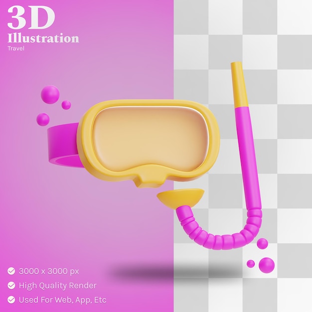 Scuba diving illustration 3d