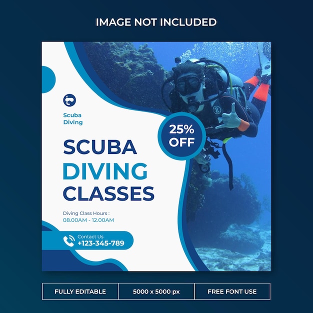 Scuba diving instagram post PSD template