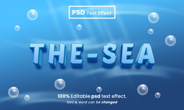 The sea 3d editable premium psd text effect