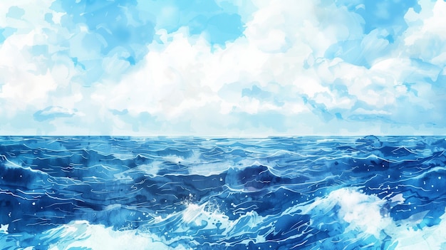 PSD sea background watercolor image