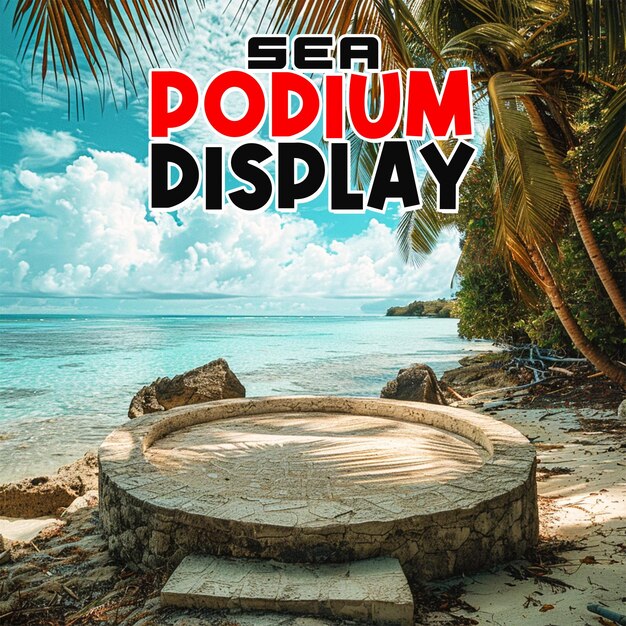 PSD sea product podium display for post background