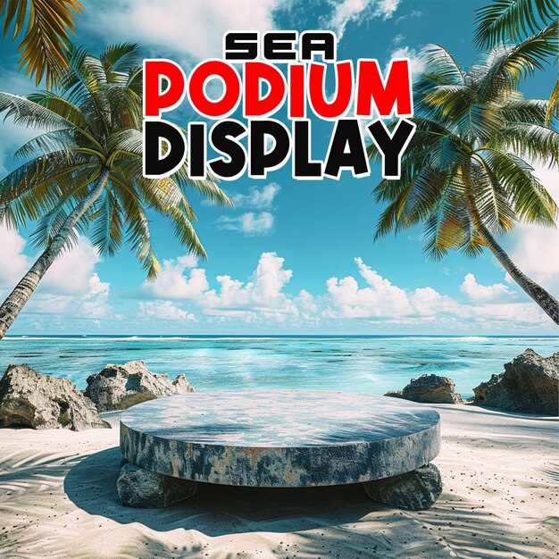 PSD sea product podium display for post background