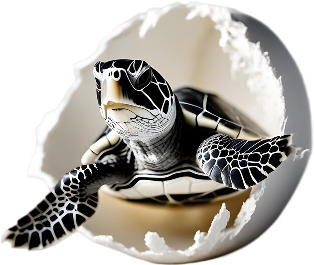 PSD sea turtle nestled within an eggshell